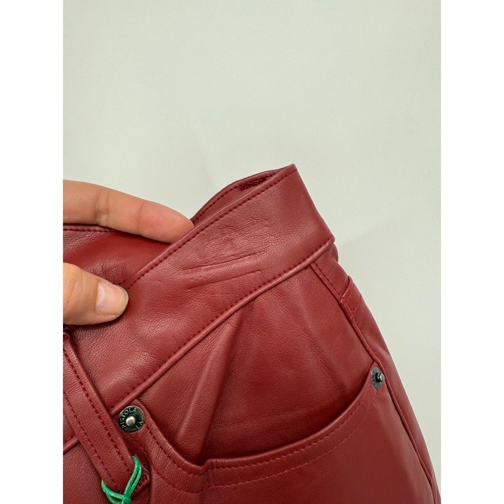 Pistola Pants Women's 26 Red Faux Leather Straight Crop‎ Holiday Grunge Chic NWT - Picture 11 of 13